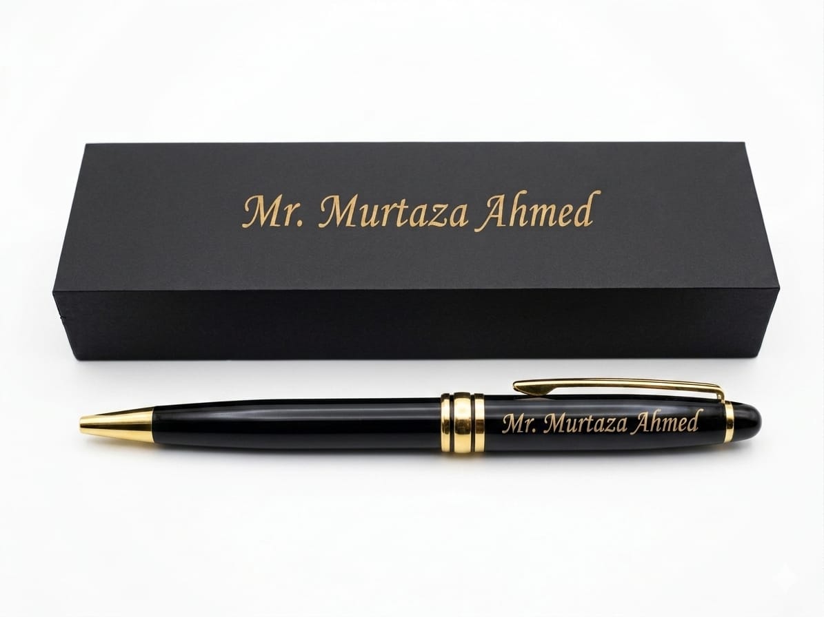 Custom Premium Black & Golden Combo Pen with wooden box