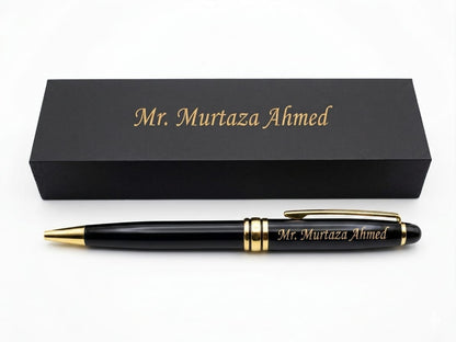 Custom Premium Black & Golden Combo Pen with wooden box