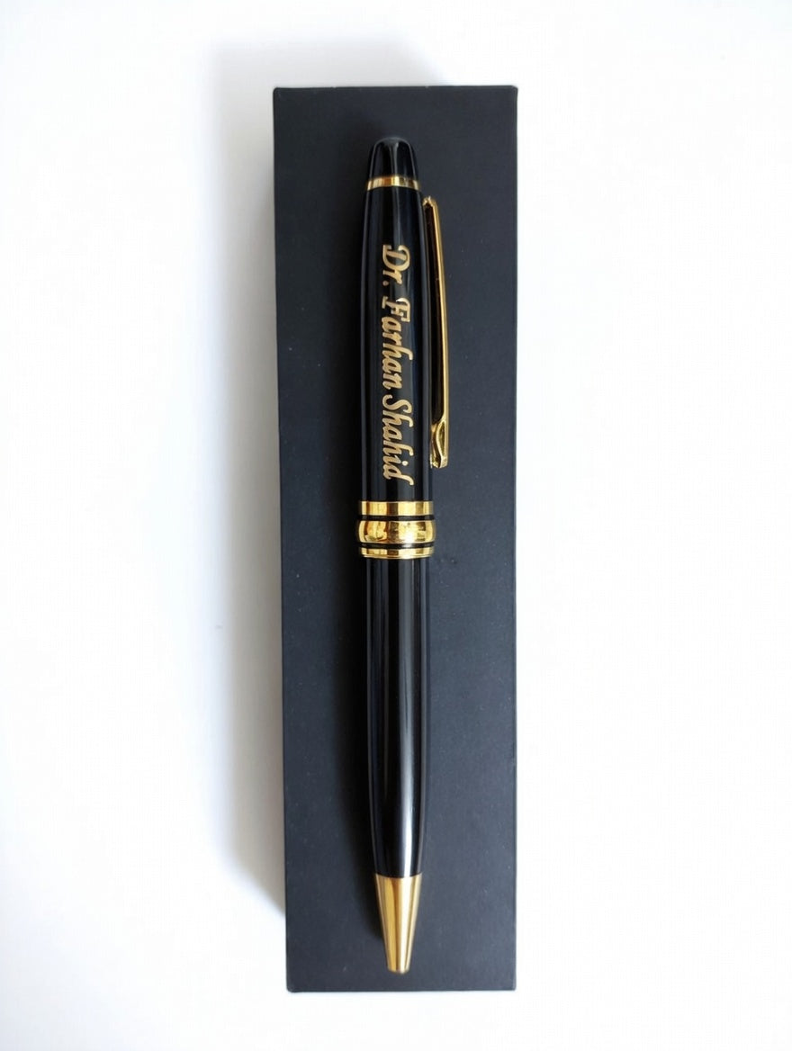 Custom Premium Black & Golden Combo Pen with wooden box