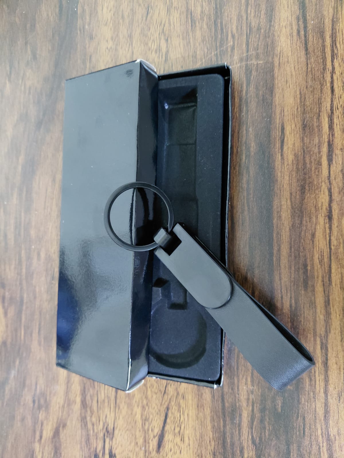 Custom Black Mattel Leather Keychain – Your Good Name Engraved