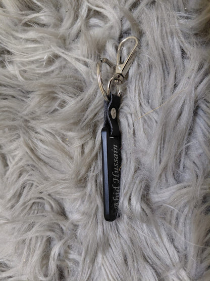 Custom Jet Black Solid Metal Keychain – Shiny SS Ring & Hook – Your Good Name Engraved