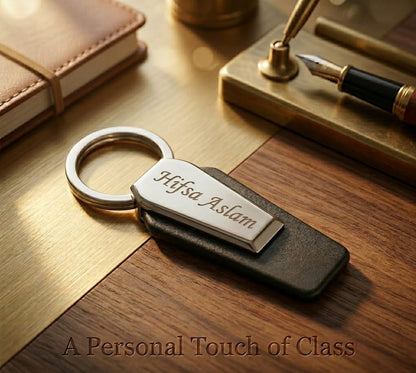 Custom Leather Keychain with SS Plate – Your Good Name Engraved