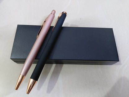 Custom Couple Pen Set – Black for Him, Pink for Her – Premium Black Box.