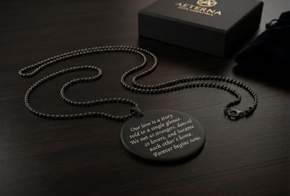 Custom Round Black Locket – Name or Message Engraved A timeless keepsake for timeless love.