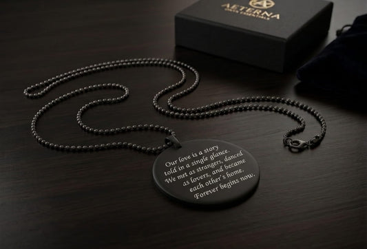 Custom Round Black Locket – Name or Message Engraved A timeless keepsake for timeless love.