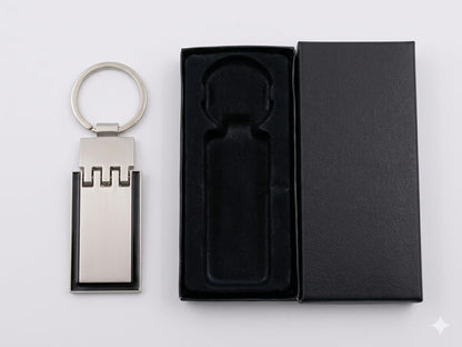 Custom Name Keychain – Silver with Black Border – Black Box Included Fit for a king. Crafted for you.