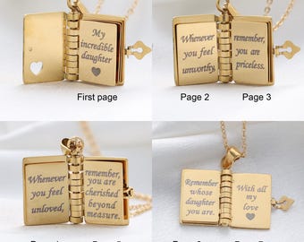 Custom Golden Book Locket – Name or Message Engraved A tiny book that holds a lifetime of love.