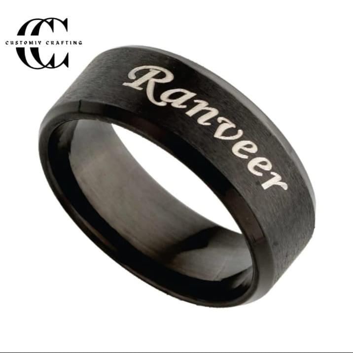 Custom Name Hand Rings in Gold, Silver & Black